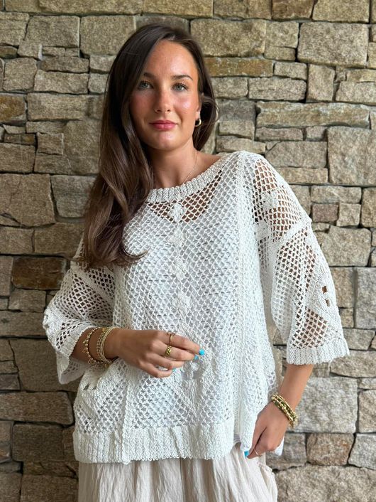 Dakota Crochet Top White